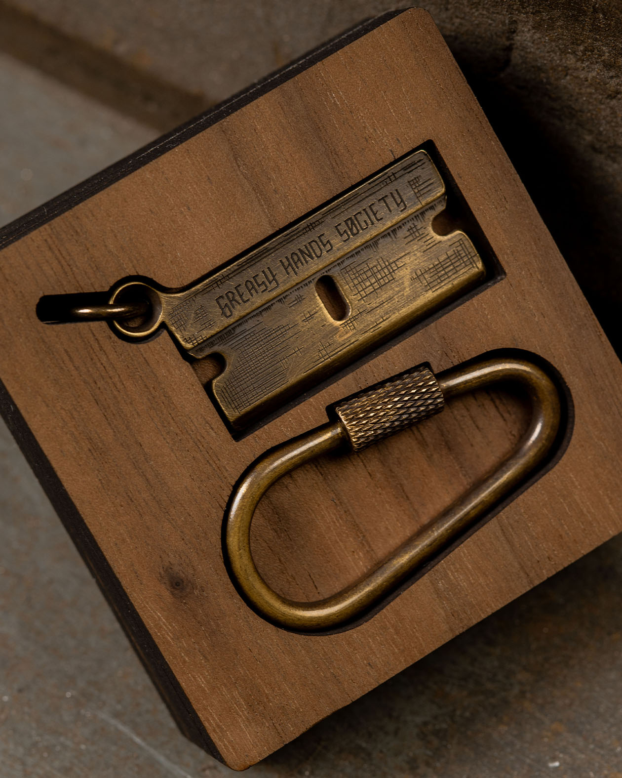 RZR Necklace / Keychain in the wood box Greasy Hands Society